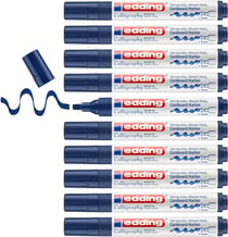 Lot de 10 feutres de coloriage pointe flexible 1-5 mm - Edding - Bleu acier - Calligraphie