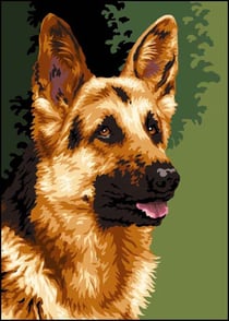 Canevas antique Berger Allemand 32x50cm