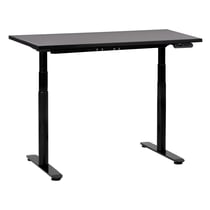 Bureau Électrique Réglable Plateau et Structure Acier Noir 120 x 72 cm Hauteur Ajustable Assis-Debout Pieds Ronds Design Moderne