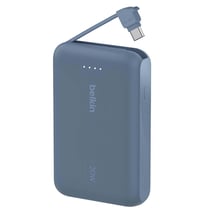 Belkin Batterie de Secours 10000mAh 20W avec Câble USB-C Intégré Bleu