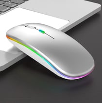 Souris Sans Fil RGB Bluetooth Silencieuse Ergonomique Rechargeable Avec 3 Boutons Argent YONIS