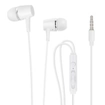 Avizar Écouteurs Filaires Jack 3.5mm Son Micro et Télécommande Câble Plat Blanc