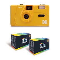 KODAK M35 - Appareil Photo Rechargeable 35mm, Objectif Grand Angle Fixe, Viseur Optique, Flash Intégré - Jaune + 2 Pellicules GT24 35mm Couleur 24 Expositions