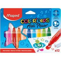 12 mini feutres de coloriage - Pointe large - Encre lavable - Color'Peps - Maped