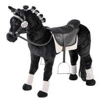 Cheval de dressage en peluche à monter avec selle façon cuir