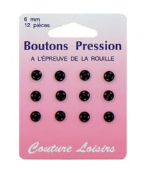 Boutons pression n°6 noirs X12 - Distrifil 6 Noir