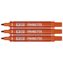 Lot de 3 marqueurs permanents - PENTEL - Pointe conique - Orange