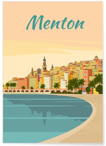 Affiche ville Menton 2 | A3 : 29,7x42cm