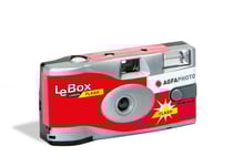AGFA PHOTO 601020 - Appareil Photo Jetable LeBox Flash, 27 photos, Objectif Optique 31 mm - Gris et Rouge