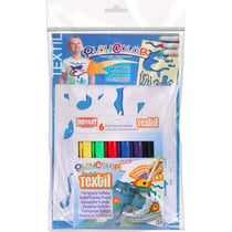 PlayColor - Gouache pour textile Playcolor 6 pcs + Pochoirs Garçon