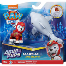Pat patrouille aqua pups marcus et son dauphin - figurine chien - paw patrol - spin master - 20139321