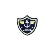 Ecusson thermocollant luminescent blason marine bleu 50mm x45mm