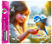 Diamond Painting Broderie Diamant LUMINLIFE 60x60cm, 5D, diamants ronds - Fille et oiseau