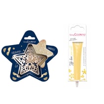 Kit pour biscuit en relief Étoile + Stylo au chocolat jaune pastel