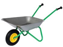 Brouette métal enfant air tyre roue gonflable grise / verte - rolly toys - jouet jardinage