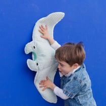 Peluche Ptipotos - raie manta maman bebe menthe - Les Déglingos - Bleu