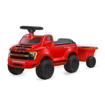 Porteur Ford F-150 Raptor rouge avec remorque