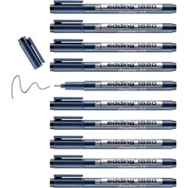 Lot de 10 feutres fins de précision EDDING 1880 - Pointe 0,5 mm - Noir