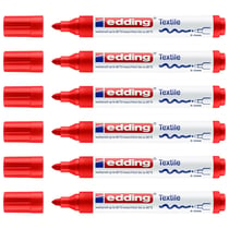 Lot de 6 marqueurs textiles pointe ronde 2-3 mm - EDDING - Rouge