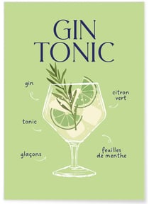Affiche Cocktail Gin Tonic 2 | A3 : 29,7x42cm