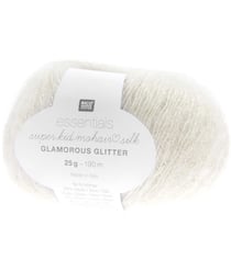 Fil à Tricoter ESSENTIALS SUPER KID MOHAIR LOVES SILK GLAMOROUS GLITTER: Luxe, Douceur et Créativité - 25gr - Rico Design 01 Creme