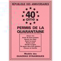 Permis de la 40 aine - Anniversaire - 40 ans - Humour - Carte anniversaire
