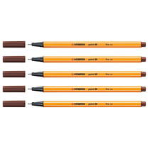 Lot de 5 Stylos feutres pointe fine 0,4 mm - STABILO - Brun - POINT 88