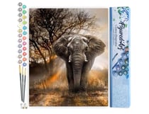 Peinture par Numéro Figured'Art - Eléphant solitaire - Kit de Loisir Créatif DIY Numéro d'Art Complet - 40x50cm sans châssis en bois