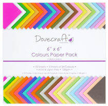 Pochette de 72 feuilles unies 15,25cm x 15,25cm Dovecraft