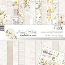 11 papiers imprimés scrapbooking 30 x 30 cm Lexi Design HOLY & WHITE