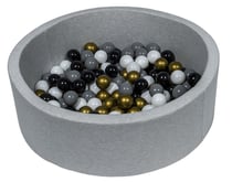 Piscine à balles Aire de jeu + 150 balles noir, blanc, or, gris - Velinda