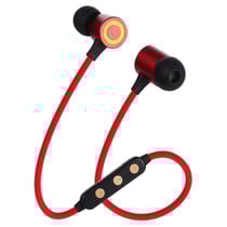 Ecouteurs Bluetooth Sport Sans Fil Avec Absorption Magnétique Et Carte TF Rouge YONIS