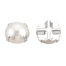 20 BOUTONS Métal Métal argenté - Perle Nacrée beige acrylique 8 mm - creation couture DIY