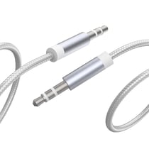 Force Power Câble Audio Jack 3.5mm vers Jack 3.5mm en Nylon Tissé Renforcé 1.2m Blanc