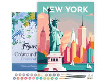 Peinture par Numéro Figured'Art avec Cadre Affiche Vintage New York - Activité Manuelle Kit de Loisir Créatif DIY Numéro d'Art Complet - 40x50cm toile tendue sur châssis