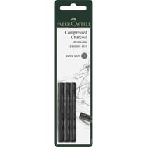 Lot de 10 fusains reconstitués FABER-CASTELL Pitt Extra Tendre - Noir très profond - Set de 3 bâtonnets