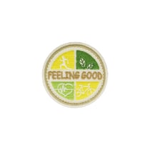 Lot de 3 écussons thermocollants FEELING GOOD fond blanc 5x5cm