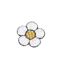 Ecusson thermocollant fleur sequins blanc 6x5,5cm