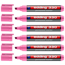 Lot de 6 marqueurs permanents - EDDING - Pointe biseau 1-5 mm - Rose
