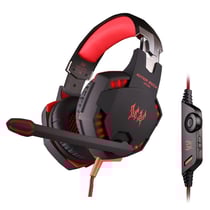 Casque Gamer Ordinateur PC Stéréo Microphone Vibrations Voyant LED Câblé Rouge YONIS