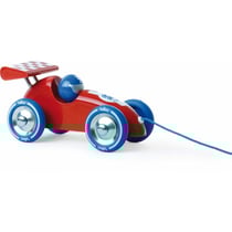 Voiture de course a trainer rouge et bleue