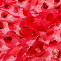Tissu Tulle souple Pois Big sur fond Rouge