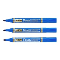 Lot de 3 marqueurs permanents pointe conique - PENTEL - N850 - Bleu