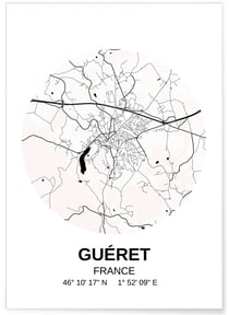 Affiche Carte Guéret | A3 : 29,7x42cm