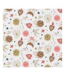 Tissu coton enfant lune et soleil de 150 cm de largeur blancmystia vendu par 50 cm