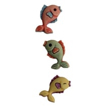 3 boutons fantaisies scrapbooking décoration couture POISSON