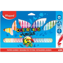 24 Feutres de coloriage - Pointe moyenne - Encre lavable - Maped - Color'peps jungle