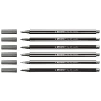 Lot de 6 feutres métallisés - pointe moyenne - STABILO - Argent - Pen 68 metallic