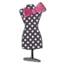 Ecusson thermocollant mannequin gris à pois 2.5cmx5.4cm