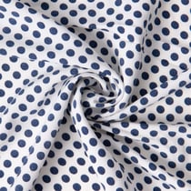 Tissu Mousseline lourde Koshibo pois marine sur fond Blanc